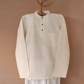 Kora hand spun & hand woven half short kurta 101