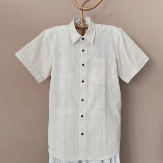 Kora hand spun & hand woven half sleeves shirt 07