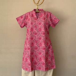 Hand block printed short kurta 278