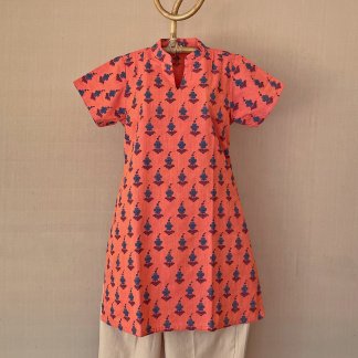 Hand block printed short kurta 279